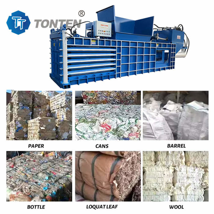 PLC-Hydraulische Ballmaschine Abfallpapier Baling Press für Kleidungsstücke Farbe Eimerfilm